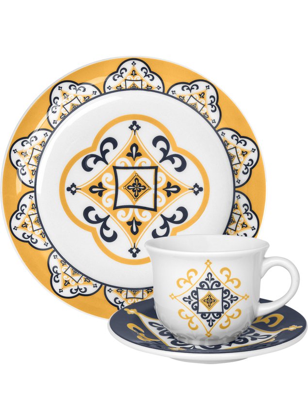 Jogo de 6 Xícaras de chá Floreal Renda 12 peças - Oxford