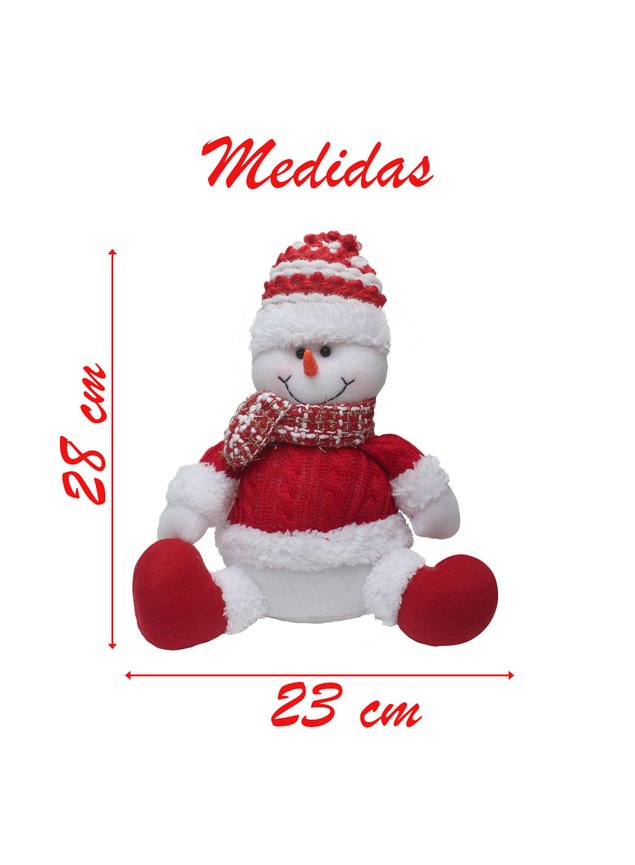 Jogo Papai Noel e Boneco de Neve Pelúcia Sentado Vermelho e Branco 20cm -  Magizi