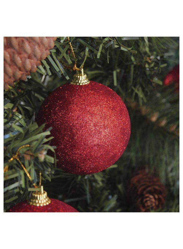 Kit 3 Bolas de Natal Decoradas Glitter Enfeite para Arvore Decoração  Natalina 7,5 cm Tok da Casa Vermelho