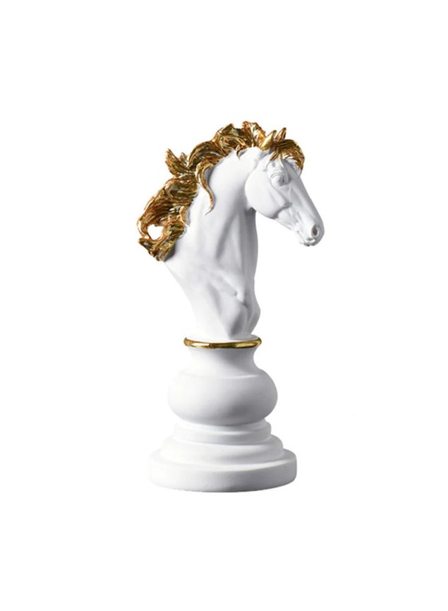 Busto de Cavalo Xadrez Efeito Preto Com Dourado Decoração em 2023