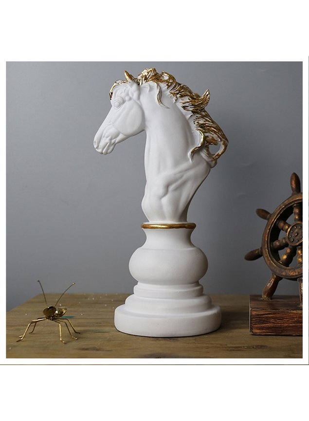 Busto de Cavalo Xadrez Efeito Preto Com Dourado Decoração em 2023
